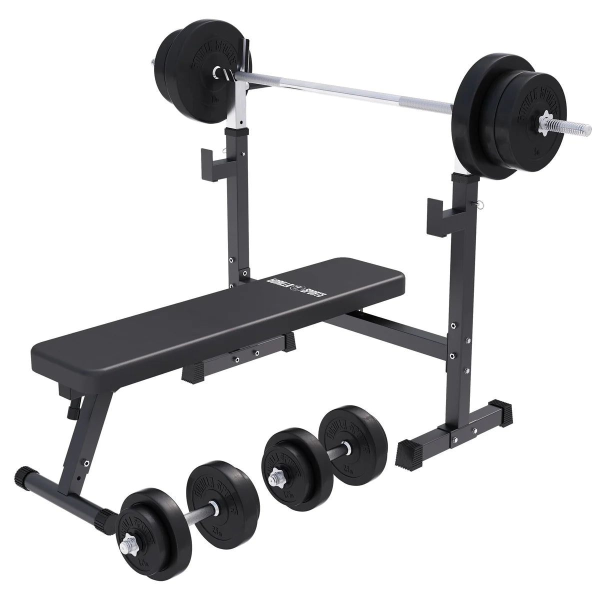 Bänkpress 2.0 BLACK Skivstång Hantlar 70kg